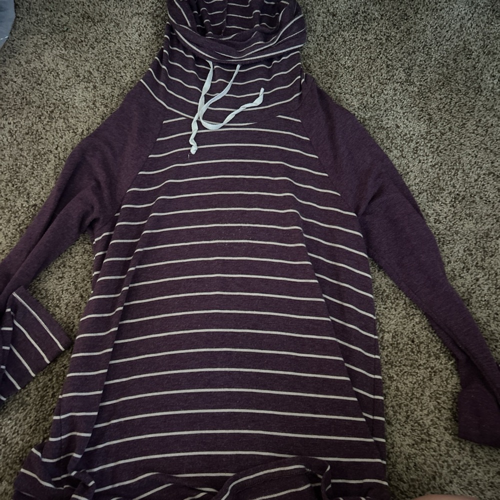 Pink Clove Purple and White Cowl Neck Sweater